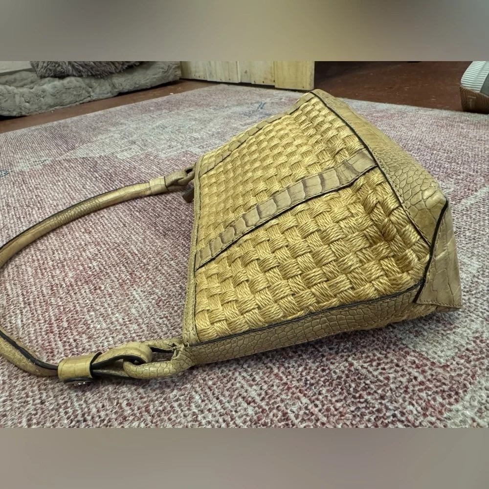 Adrianne vittadini leather and rattan small shoulder bag in like new condition